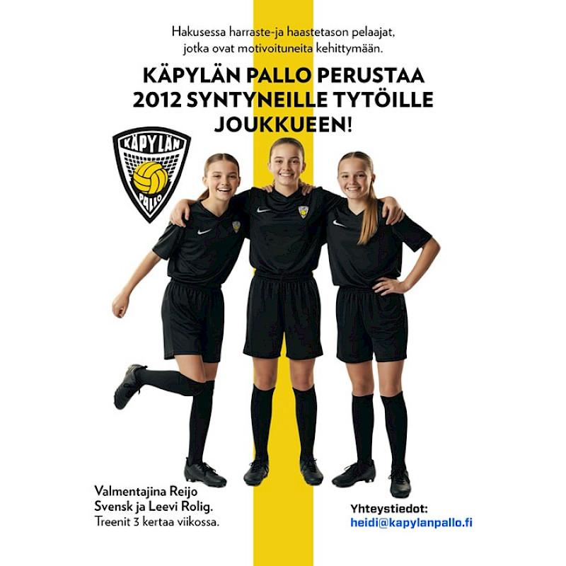 Käpylän Pallo perustaa joukkueen 2012-syntyneille tytöille! ⚽