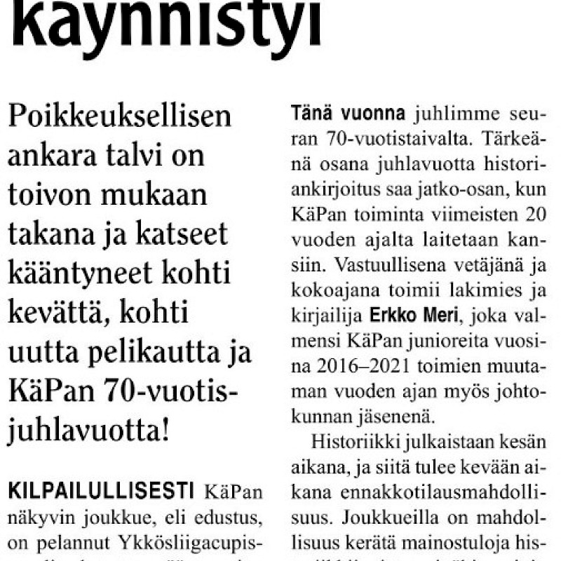Käpylä-lehti | KäPan juhlavuosi käynnistyi